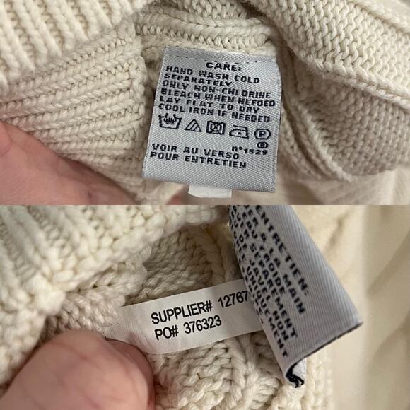 Vintage Polo Ralph Lauren Sport Cream Turtleneck Cable Knit Sweater - Picture 8 of 8